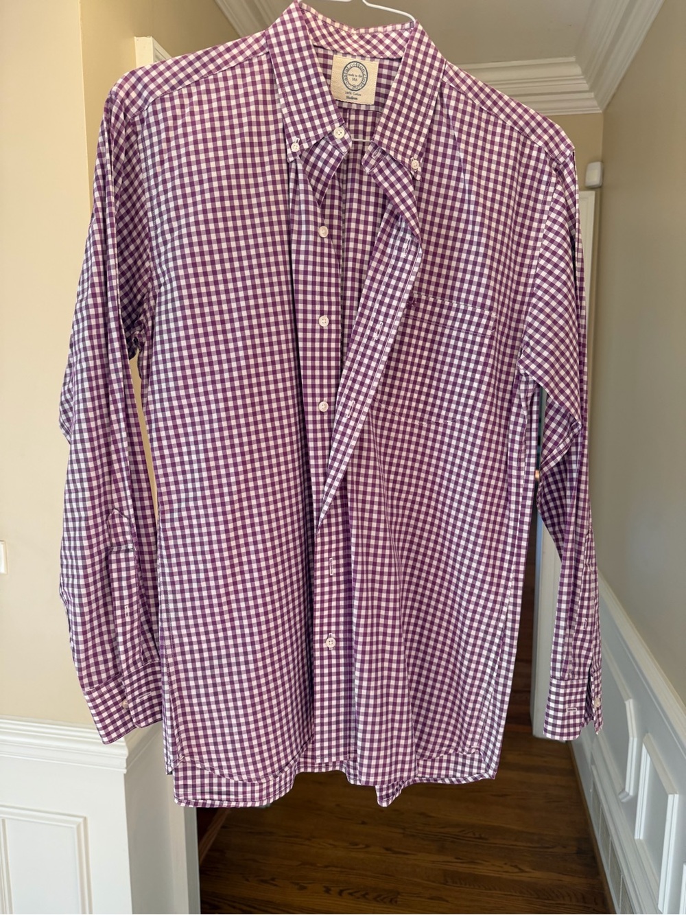 Men's Purple Check Button-Down Shirt coastal cotton clothing medium